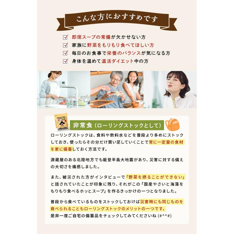 [大袋] 国産やさいと海藻をもりもり食べるホッ。とスープ 165g